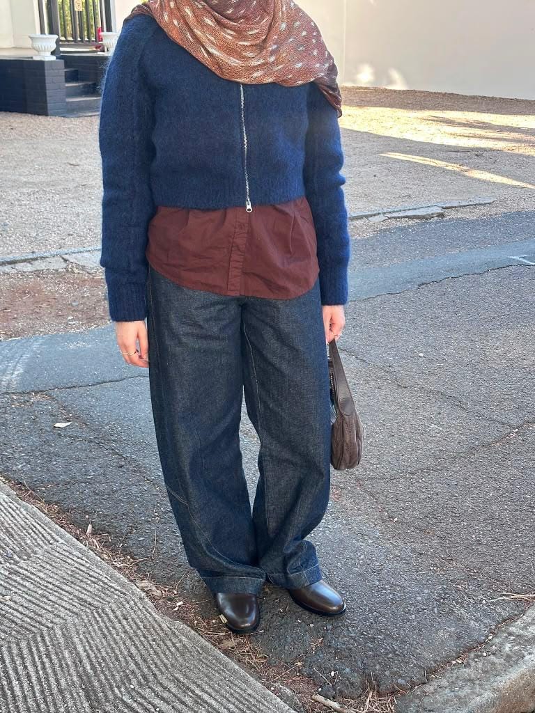 Customer photo review of Tokyo Trousers - Navy Japanese Denim (Contrast Stitching)