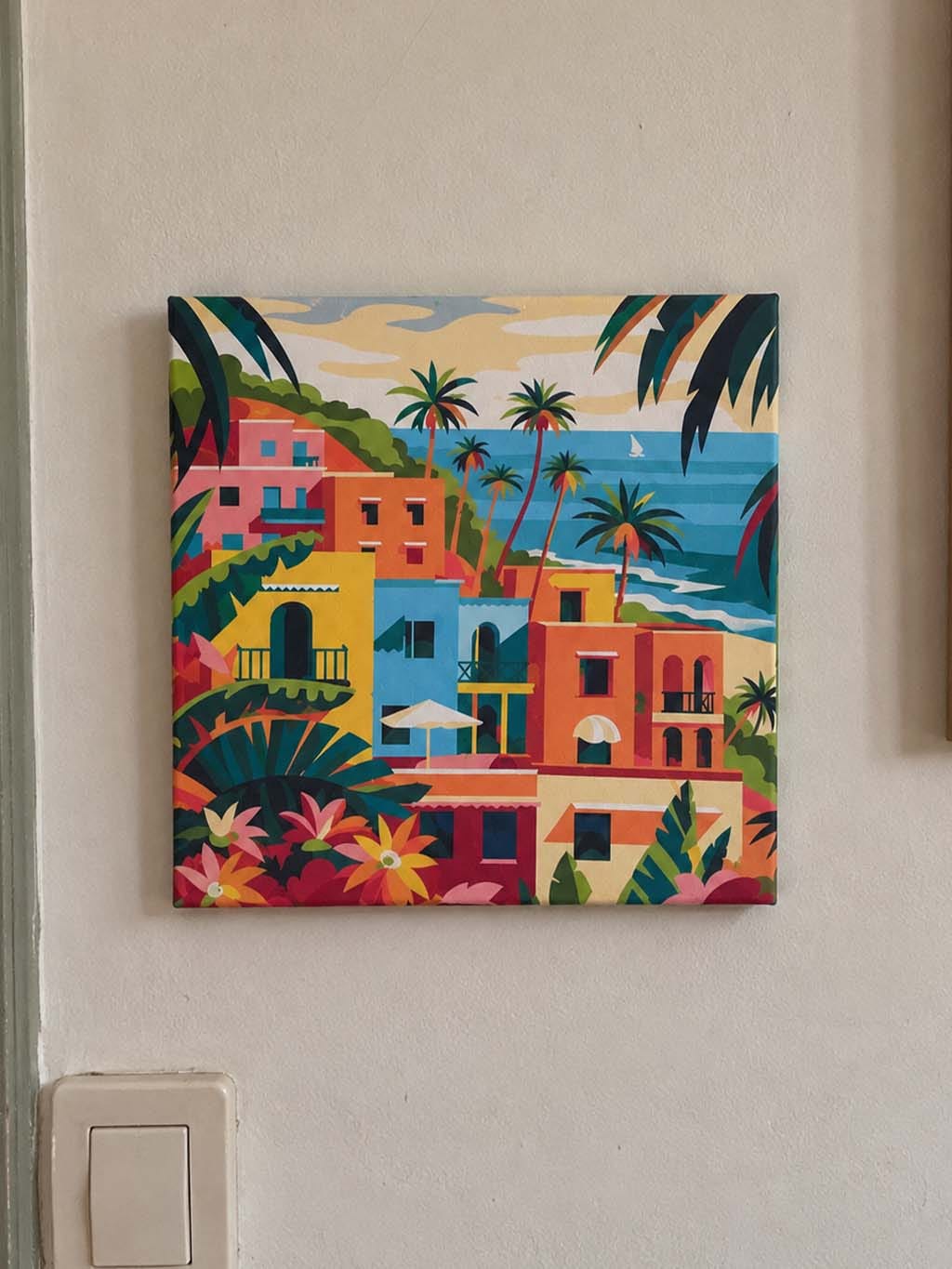 Customer photo review of Mini Peinture par Numéros 20x20cm avec cadre Ville côtière marocaine