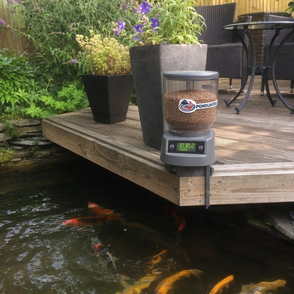 Customer photo review of Large Pond Fish Feeder UK | 4.5L Capacity | Timer Controlled | Moisture Proof | Koi Ponds