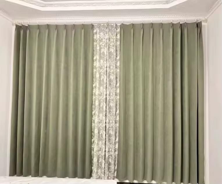 Customer photo review of Cortina Chenille Blackout Estampada Bicolor com Isolamento Térmico Verde Sob Medida - Sylvana