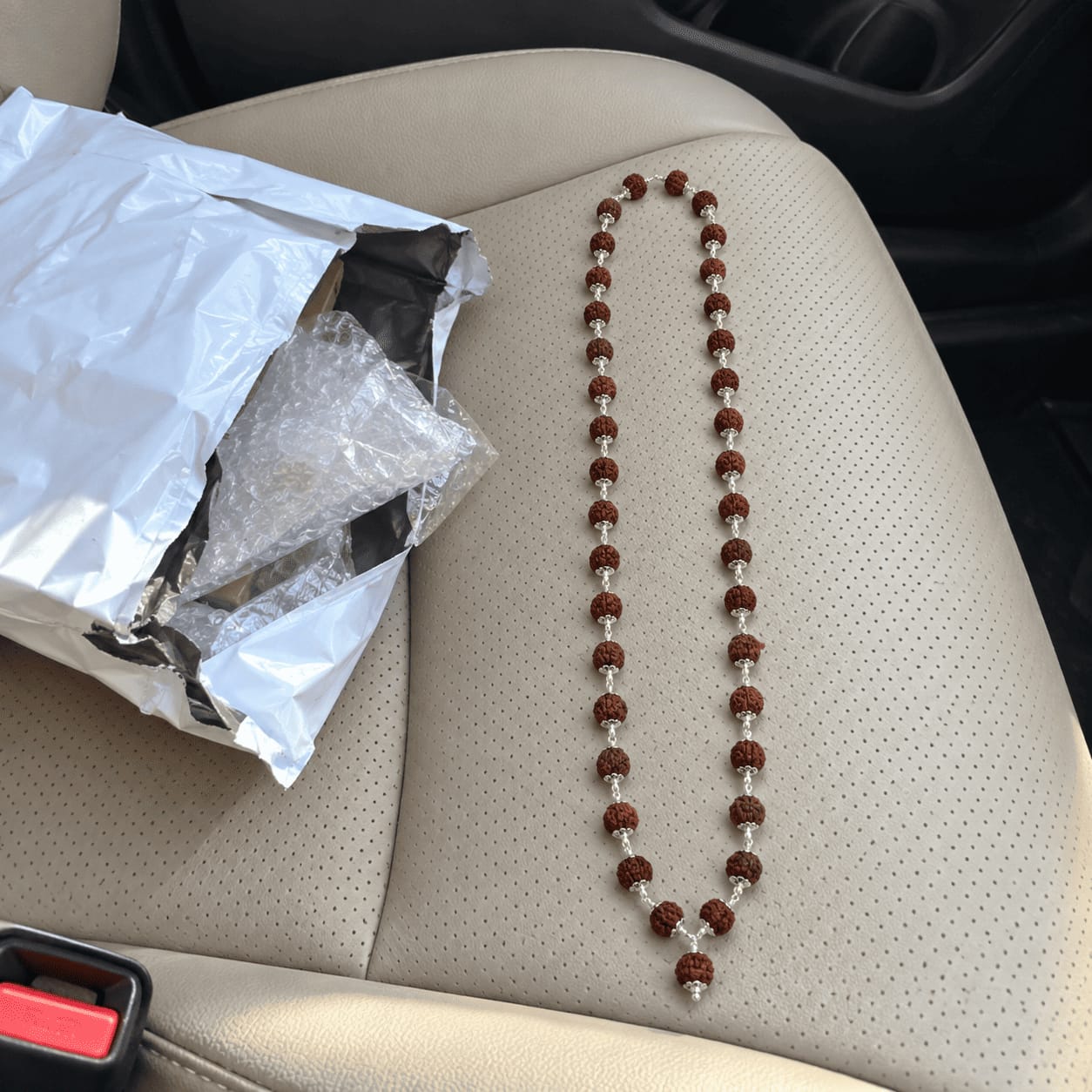 Customer photo review of Rudraksha Silver Mala