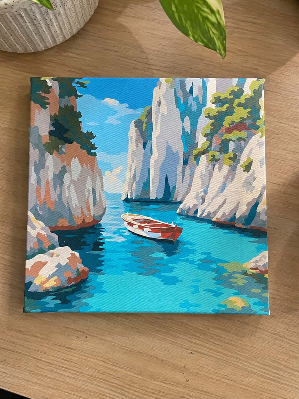 Customer photo review of Mini Peinture par Numéros 20x20cm avec cadre Crique Bleue Paisible