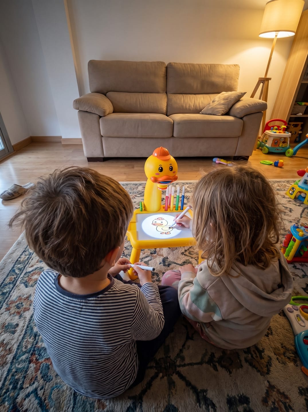Customer photo review of Mini escritorio de aprendizaje para niños pato-amarillo