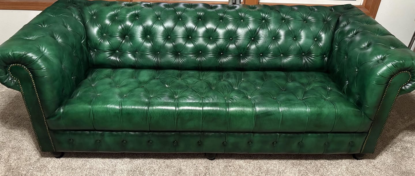 Customer photo review of Polo Green Chesterfield Leather Sofa
