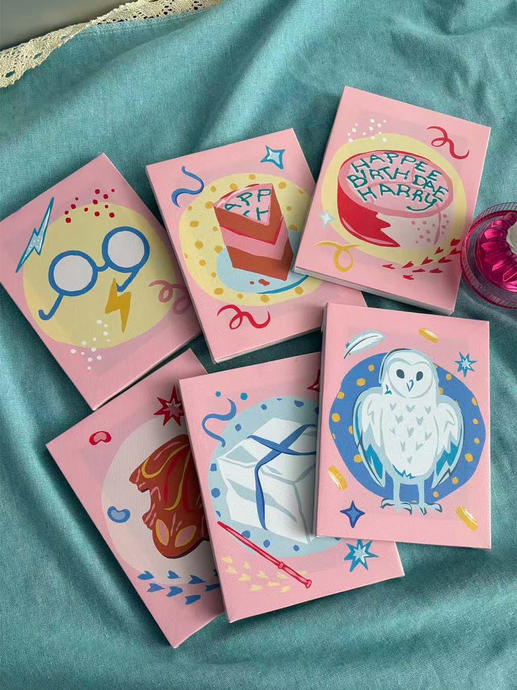 Customer photo review of Mini Peinture par numéros 15x20cm (6 pièces) - Joyeux anniversaire, Harry Potter !