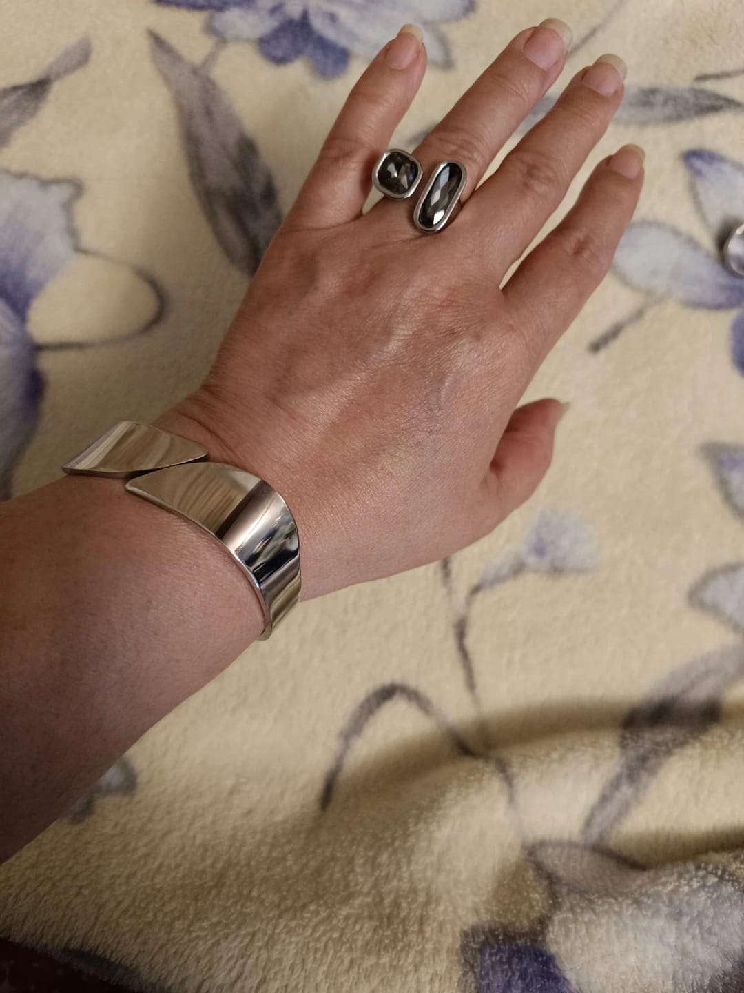 Customer photo review of Symmetry Wide Steel Bangle