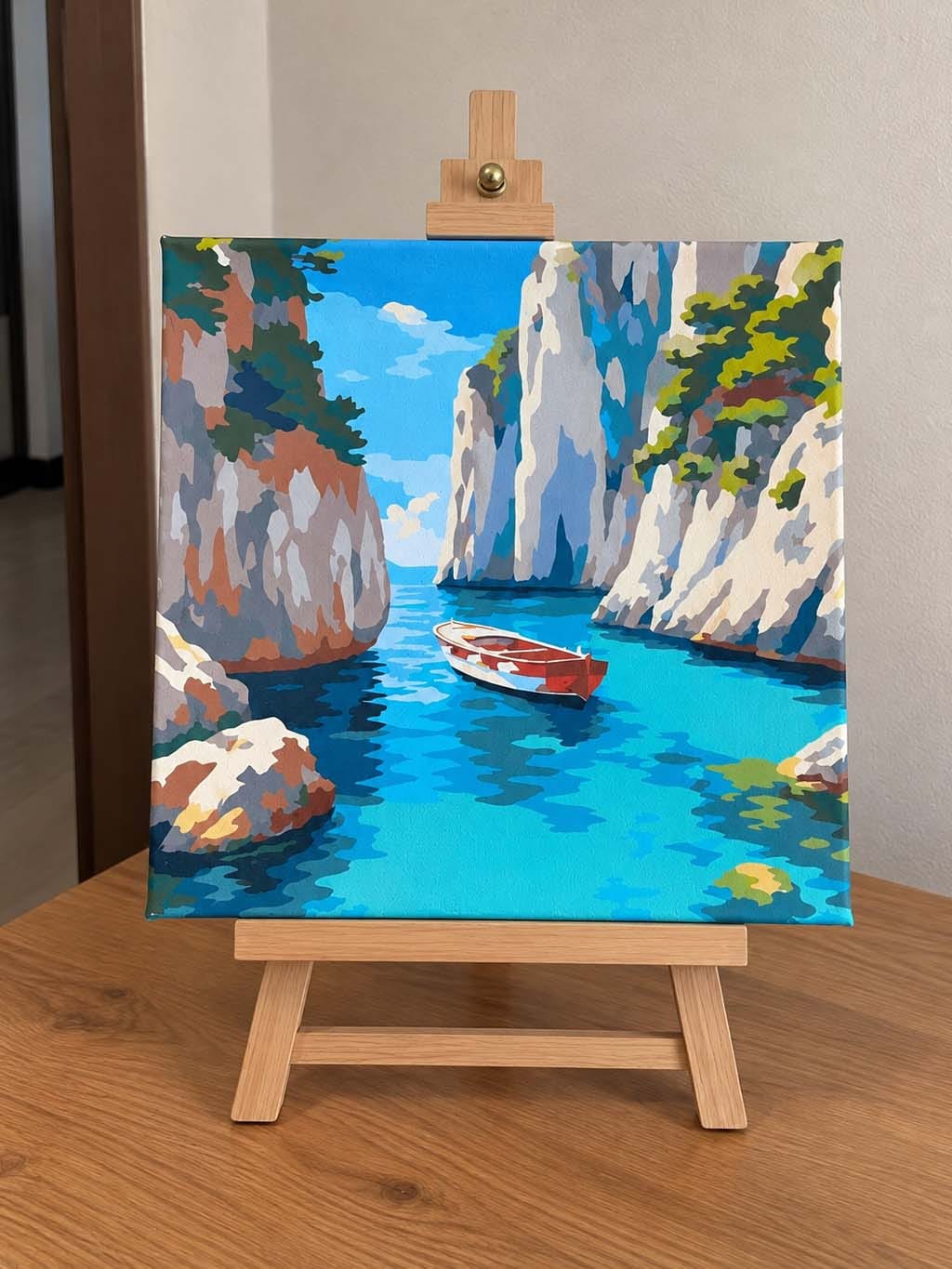 Customer photo review of Mini Peinture par Numéros 20x20cm avec cadre Crique Bleue Paisible