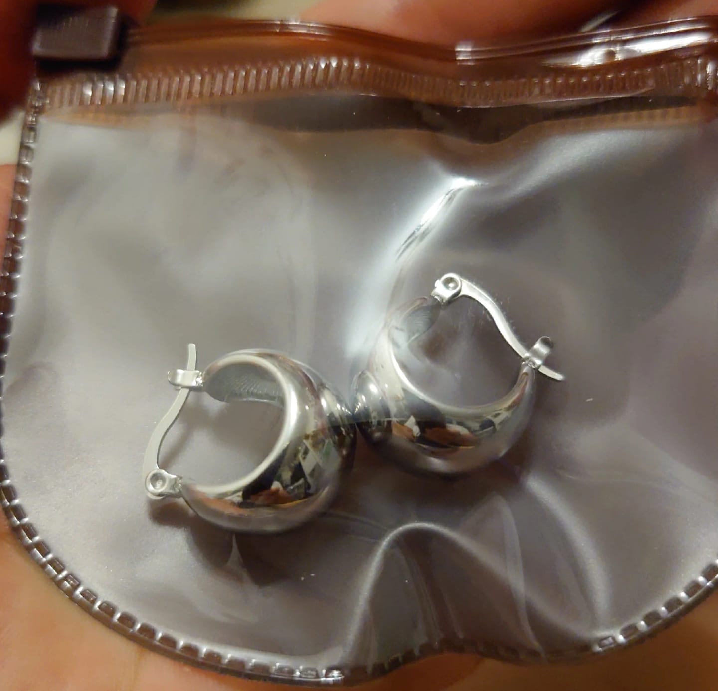 Customer photo review of Urban Sparkle Minimalist Hoops