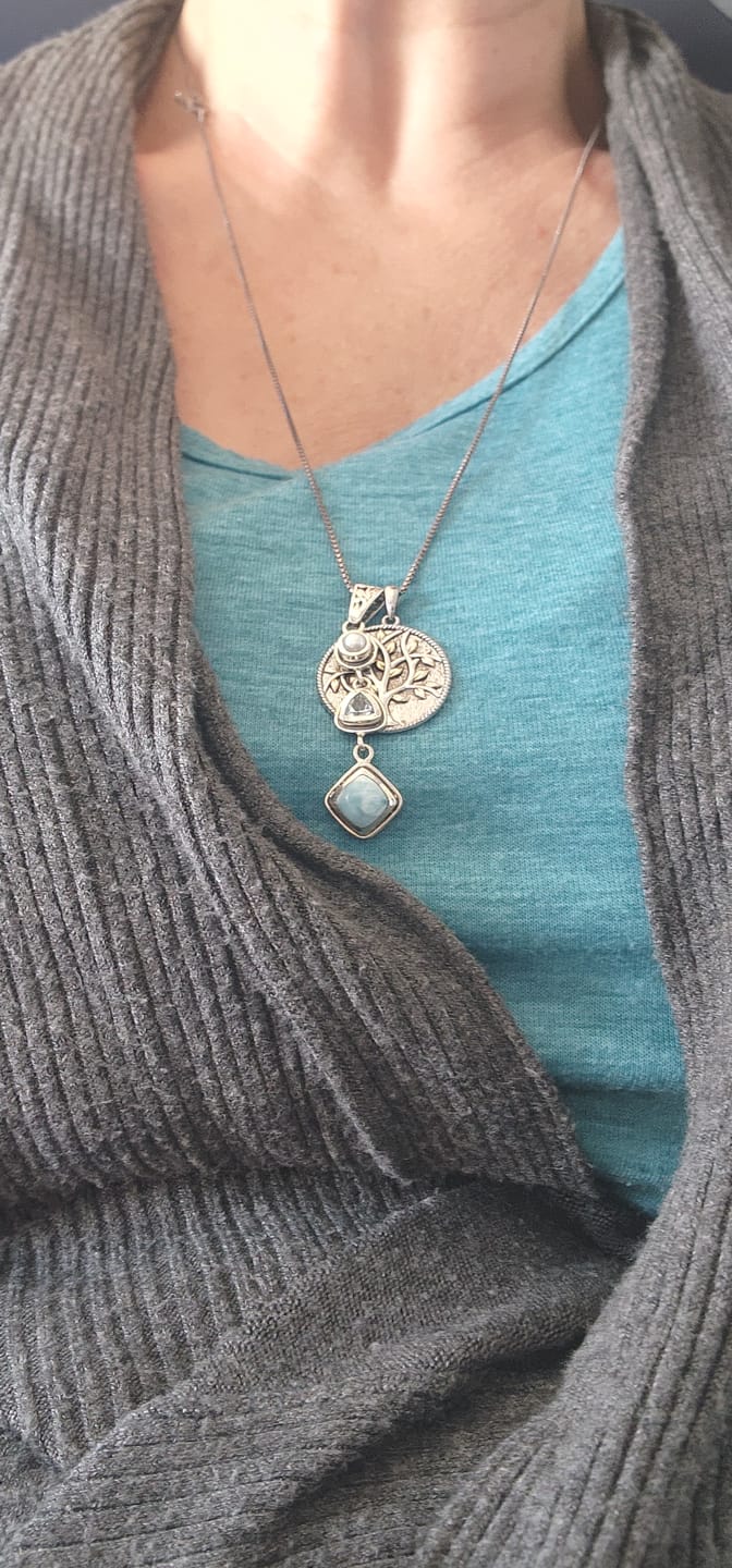 Customer photo review of Silver Larimar Necklace