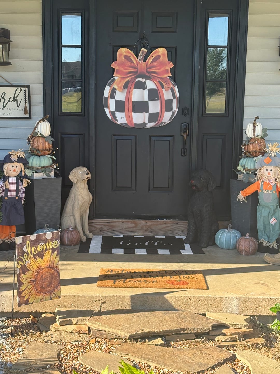 Customer photo review of Elegant Checkered Pumpkin Door Hanger