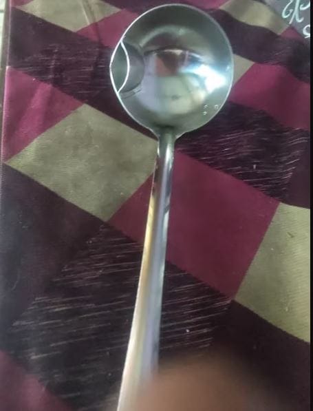 Customer photo review of Stainless Steel Oil & Fat Separator Ladle – Grease Filter Spoon with Bottom Spout for Healthy Soups, Broths & Gravies