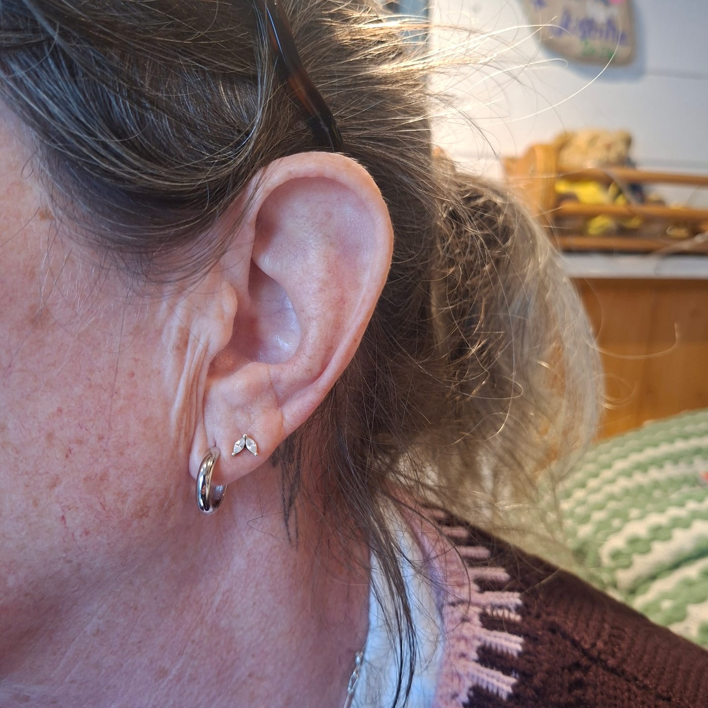 Customer photo review of Small Bold Hoops in Silver