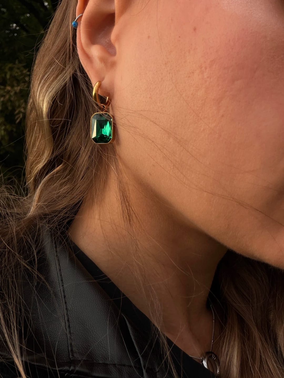 Customer photo review of Golden Radiance Geometry Earrings