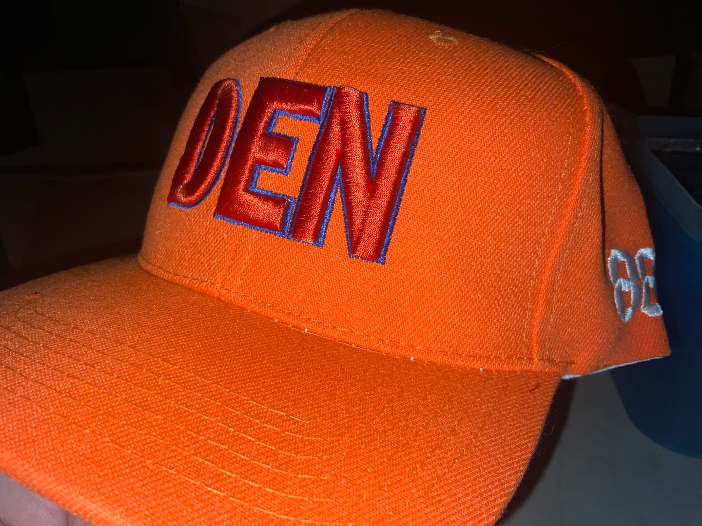 Customer photo review of Custom Orange 3D Puff Embroidery Flat Embroidery Casual Sport Baseball Cap