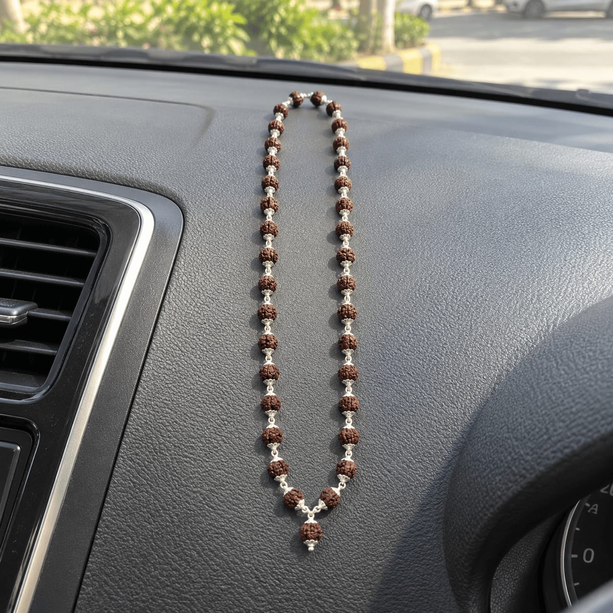 Customer photo review of Rudraksha Silver Mala