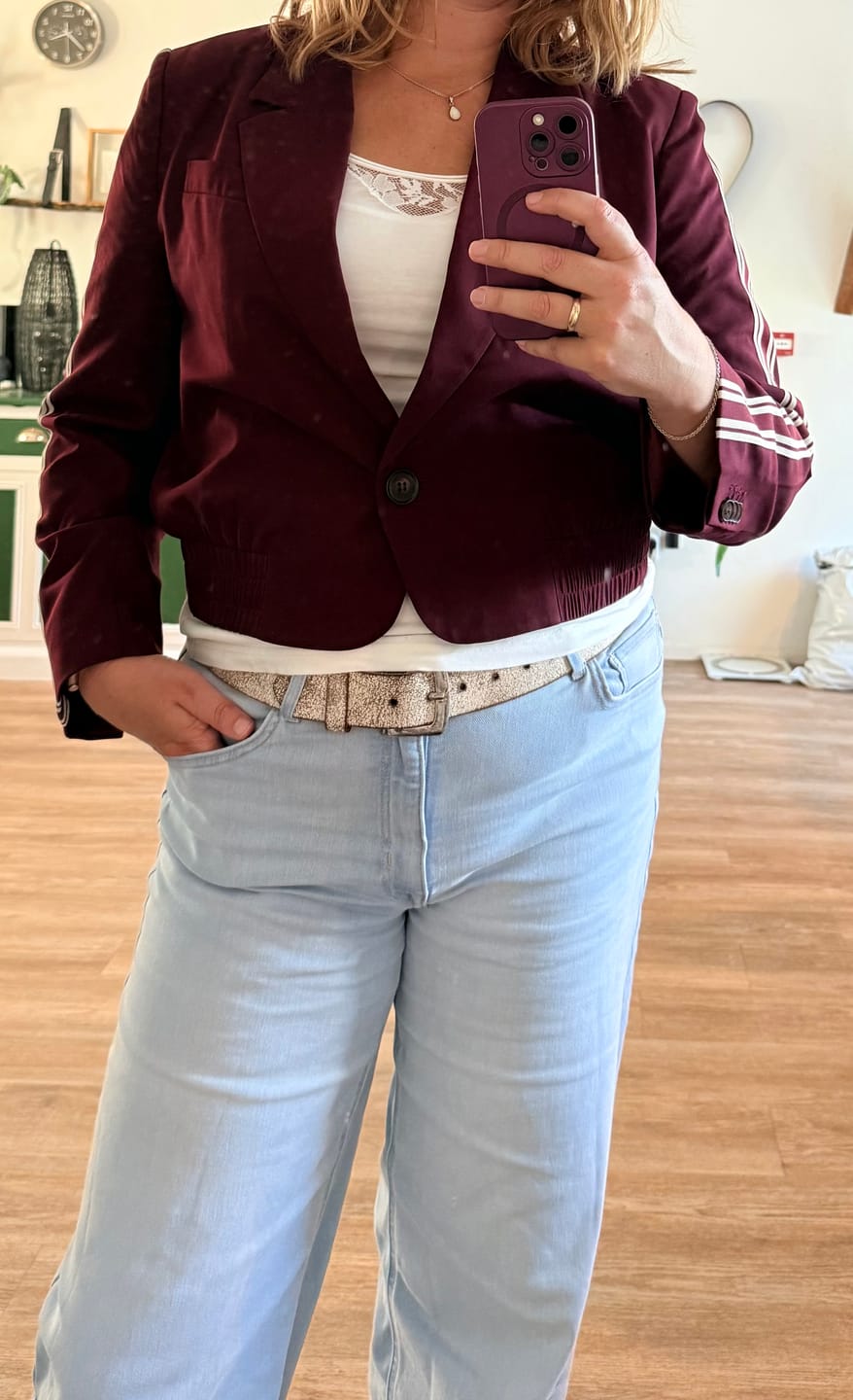 Customer photo review of Zoe Blazer | Bordeaux