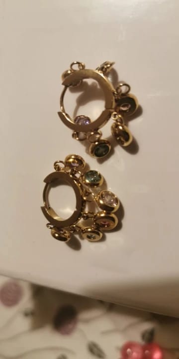 Customer photo review of Multi-Stone Charm Hoops
