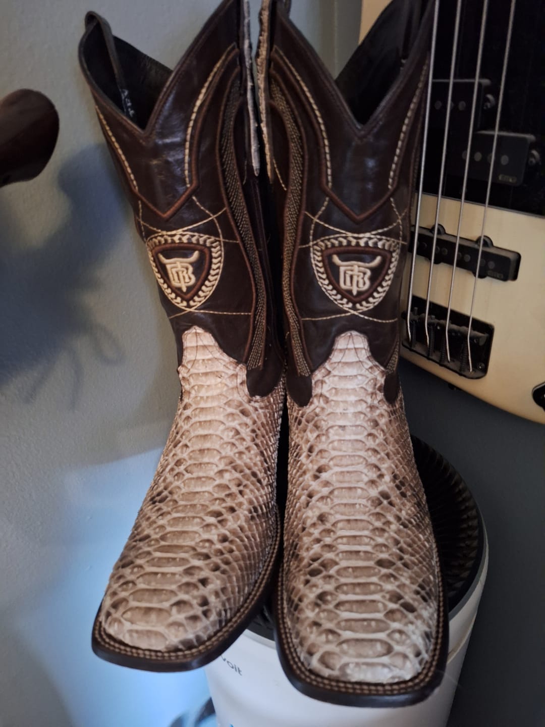 Customer photo review of Genuine Natural Python Boots - Square Toe