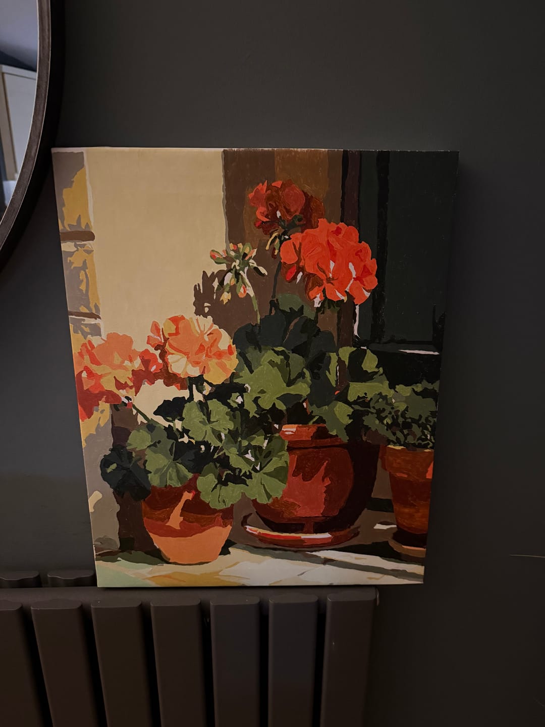 Customer photo review of Terracotta Geraniums | Paint by Number