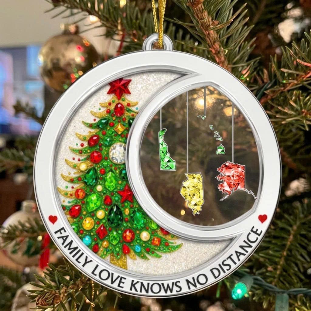 Customer photo review of Long Distance Family - Personalized Custom Shaped Acrylic Ornament