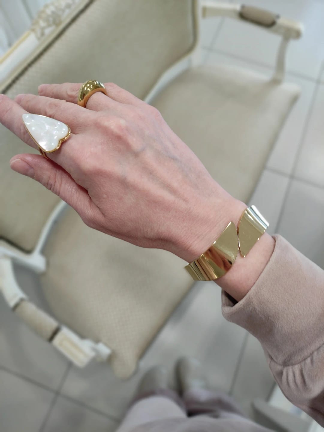 Customer photo review of Symmetry Wide Steel Bangle