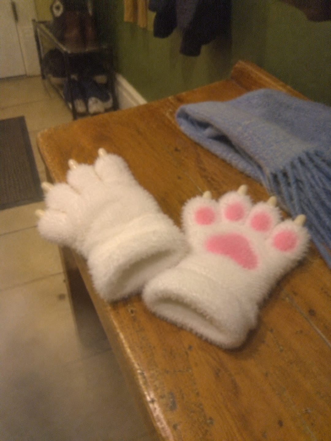 Customer photo review of Cozy Cat Paw Gloves