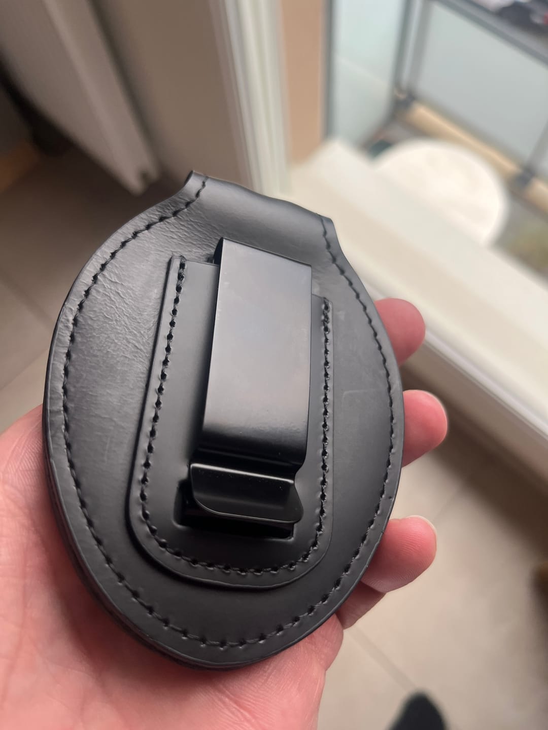 Customer photo review of Genuine Leather Oval Holder/ Holster/ Wallet For LAPD Los Angeles Police Badges