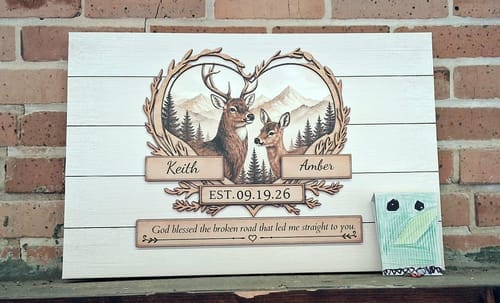 Customer photo review of "God Bless The Broken Road," Personalized Deer Couple Canvas Wall Art