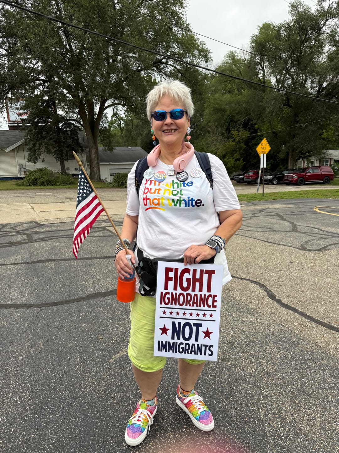 Customer photo review of I'm White But Not That White Unisex Tee (RAINBOW)