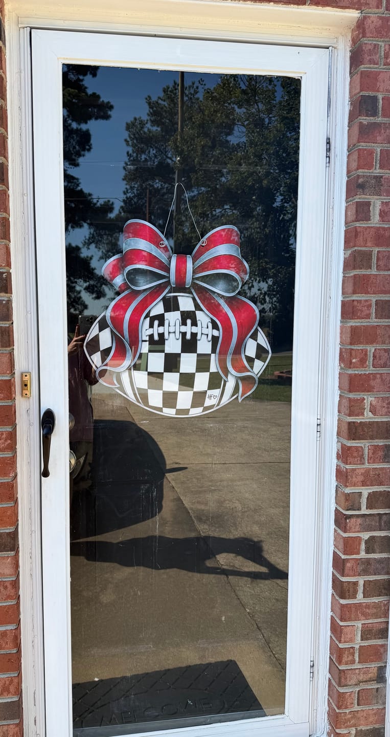Customer photo review of Elegant Checkered Pumpkin Door Hanger