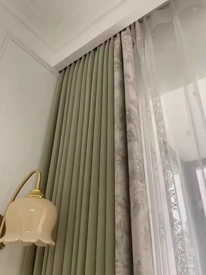 Customer photo review of Cortina Chenille Blackout Estampada Bicolor com Isolamento Térmico Verde Sob Medida - Sylvana