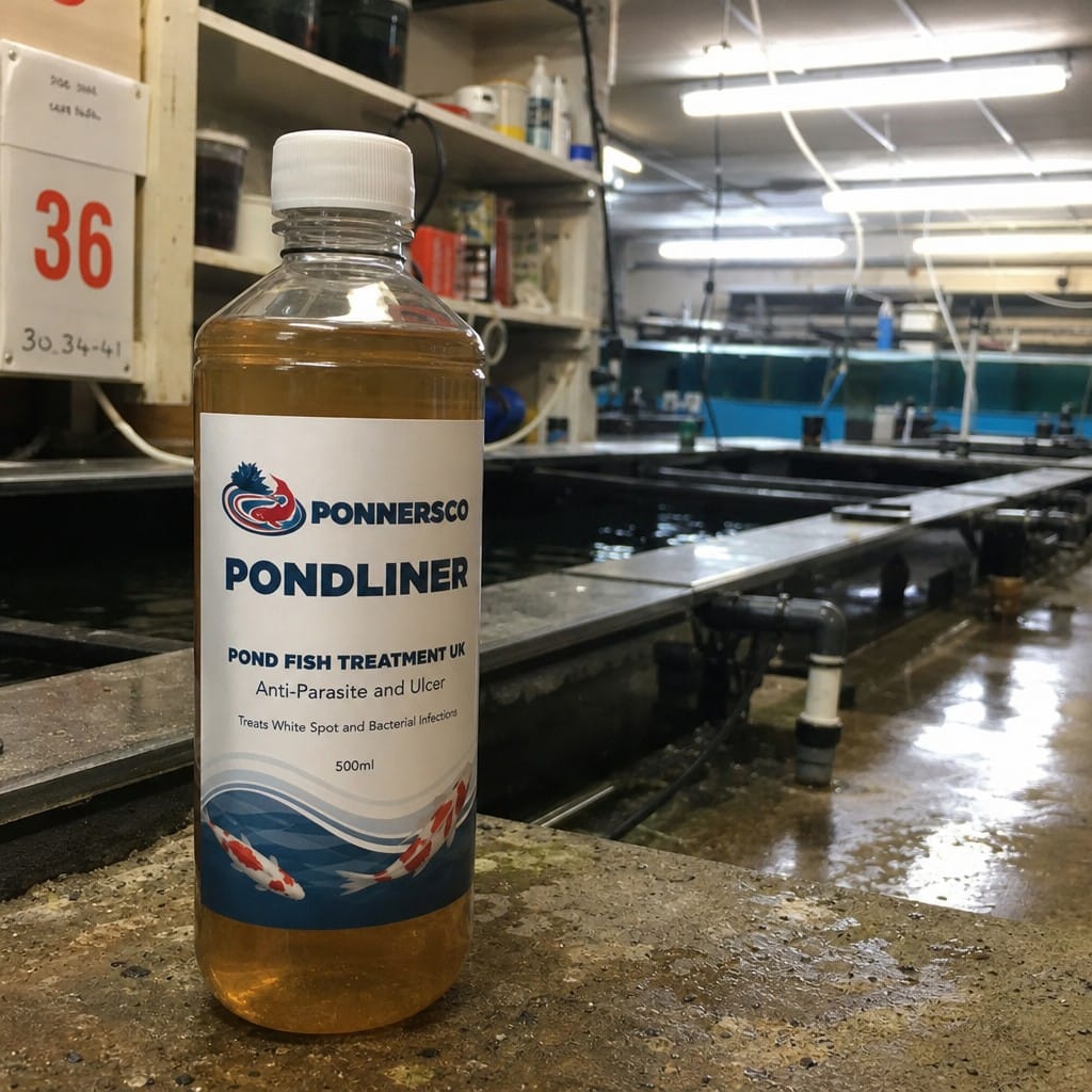 Customer photo review of Pond Fish Treatment UK | Anti-Parasite and Ulcer | Treats White Spot and Bacterial Infections