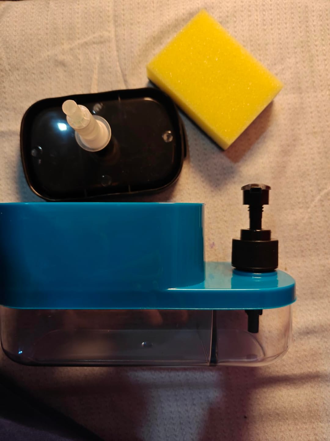 Customer photo review of 3-in-1 Dual Compartment Kitchen Soap Pump Dispenser with Sponge Holder & Hand Wash Bottle