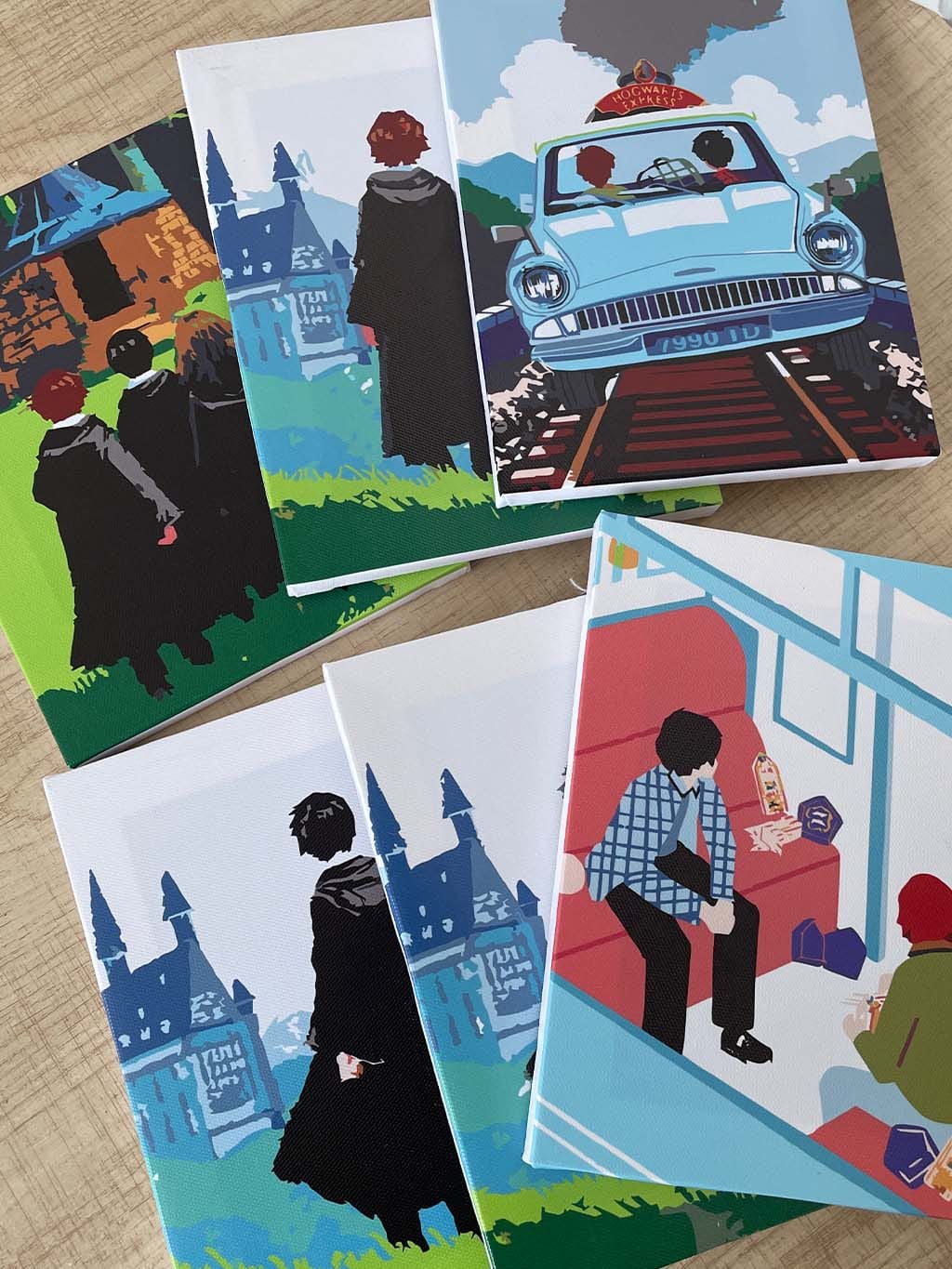 Customer photo review of Mini Peinture par numéros 15x20cm (6 pièces) - Harry Potter en route vers Poudlard