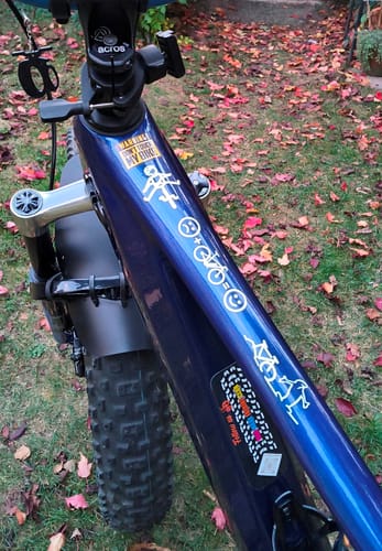 Customer photo review of Sad + Bike = Happy – UV-Aufkleber für E-Bike & Mountainbike