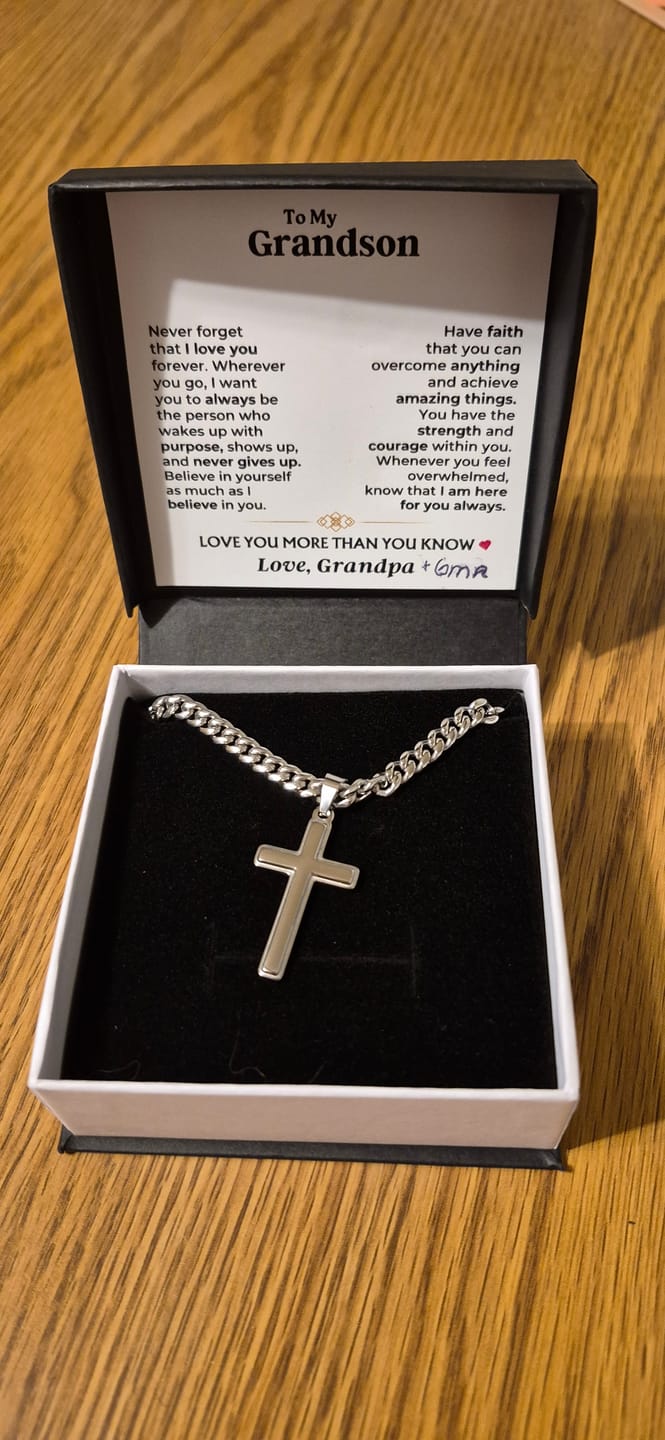 Customer photo review of To My Grandson - Love You More Than You Know - Artisan Cross Gift Set - SS604GS