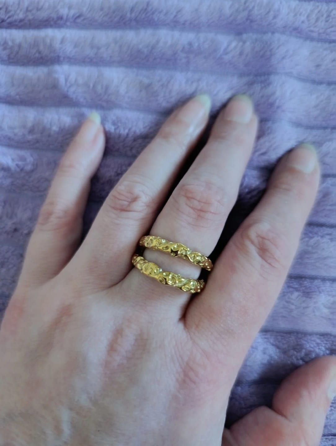 Customer photo review of Olivia's Gold Textured Ring