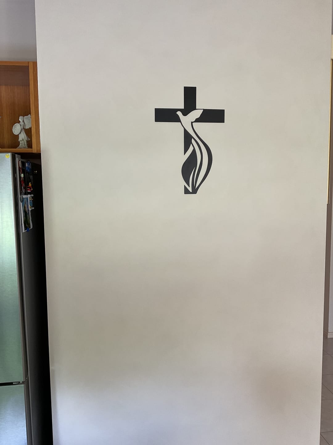 Customer photo review of Christianartworkshop Crafted Metal Wall Decor: Cross & Dove Holy Spirit Design Detail