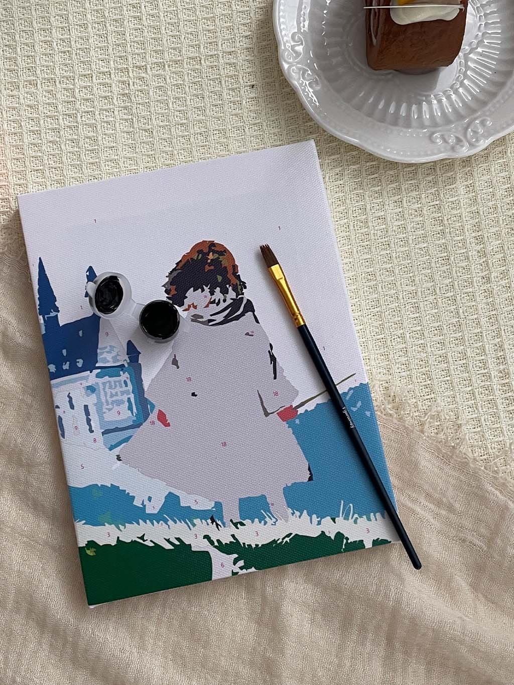 Customer photo review of Mini Peinture par numéros 15x20cm (6 pièces) - Harry Potter en route vers Poudlard