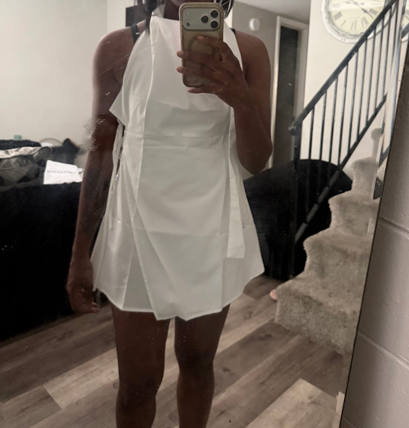 Customer photo review of Satin Drape Backless Mini