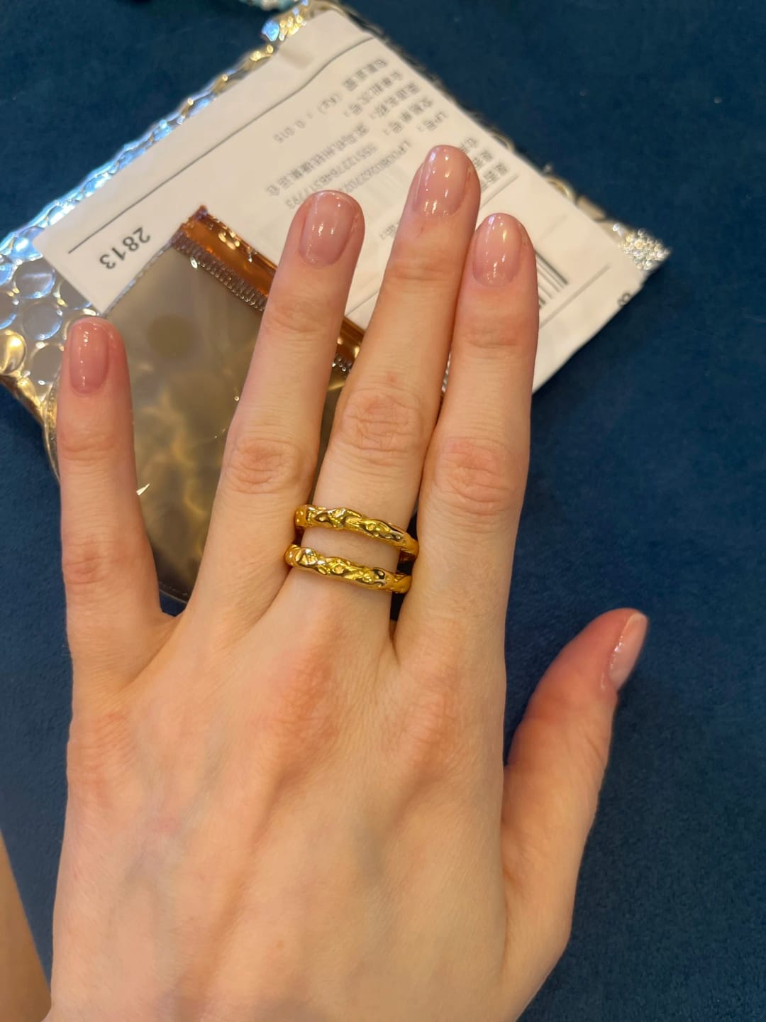 Customer photo review of Olivia's Gold Textured Ring