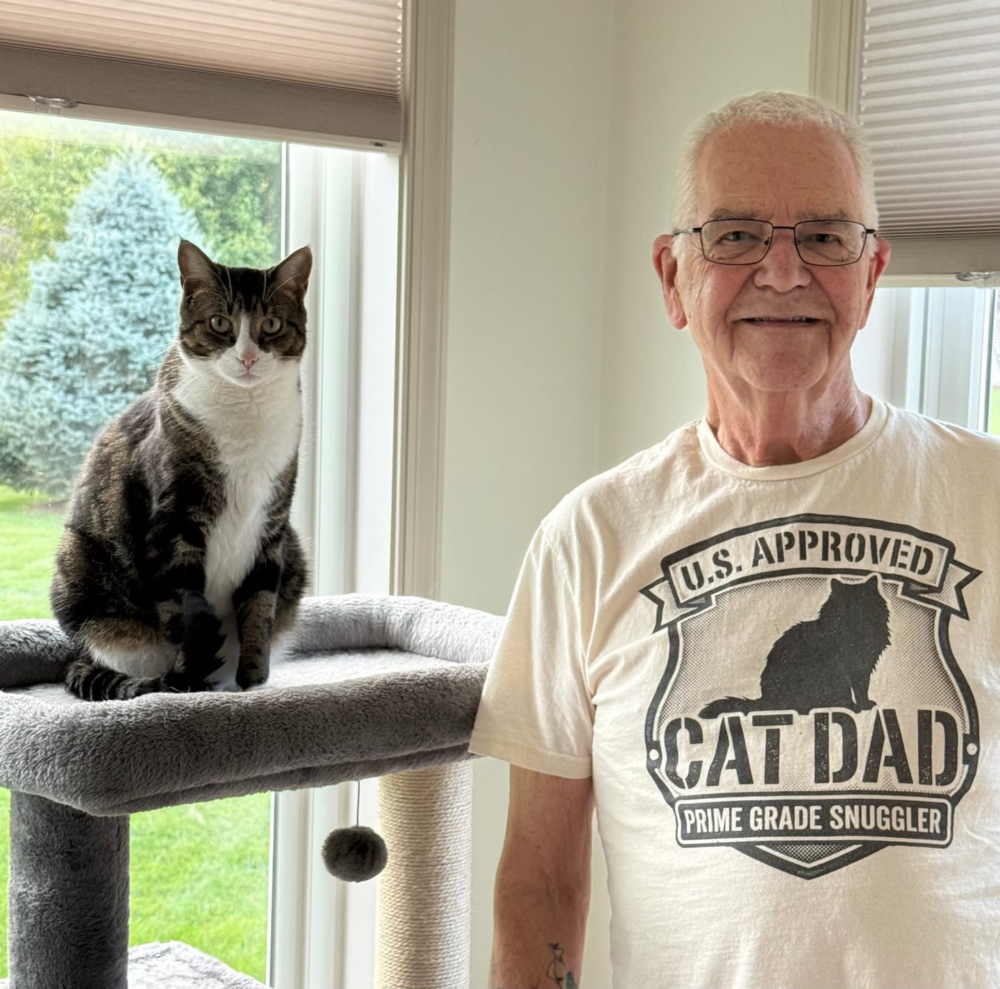 Customer photo review of U.S. Approved Cat Dad T-Shirt