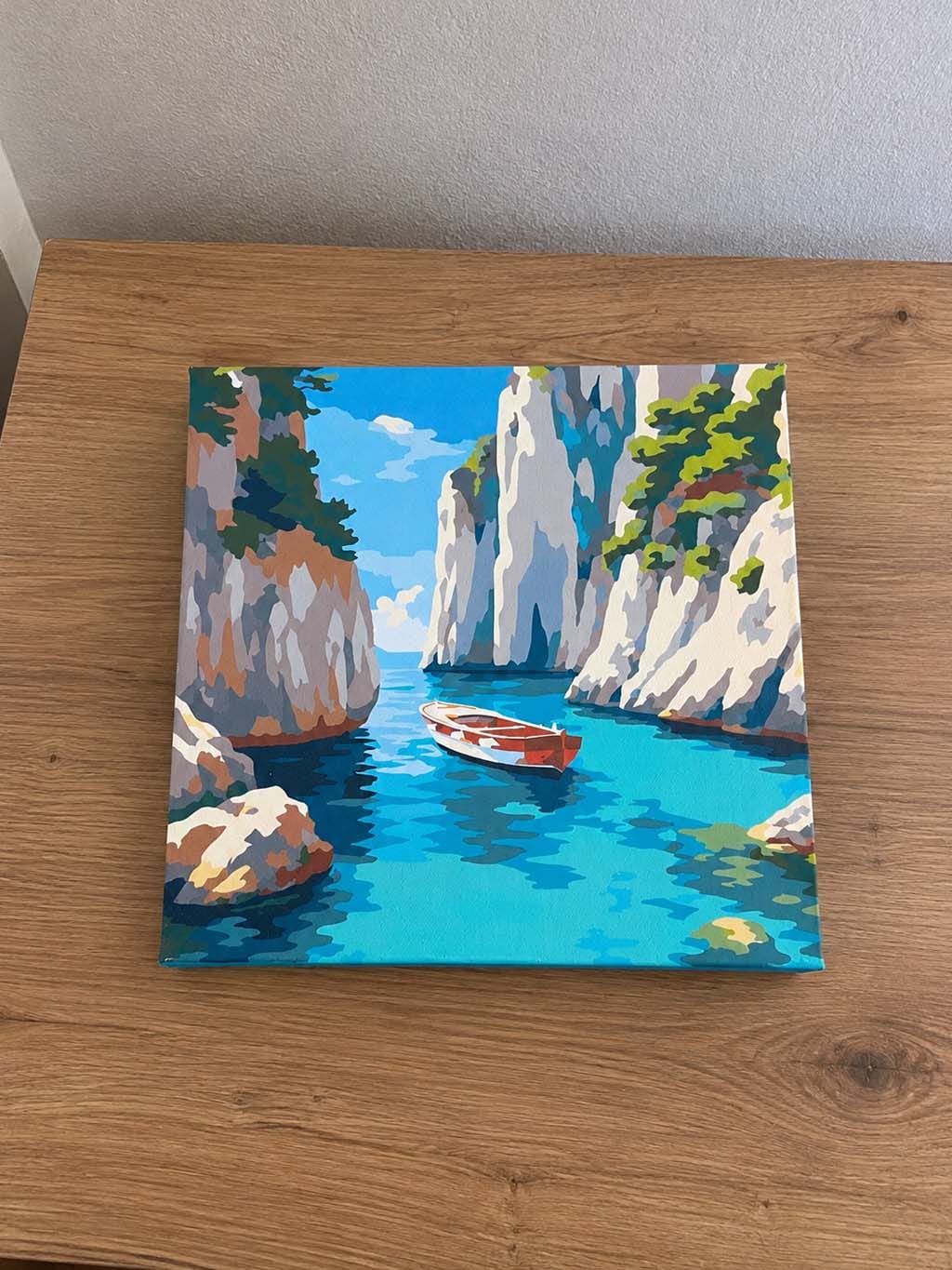 Customer photo review of Mini Peinture par Numéros 20x20cm avec cadre Crique Bleue Paisible