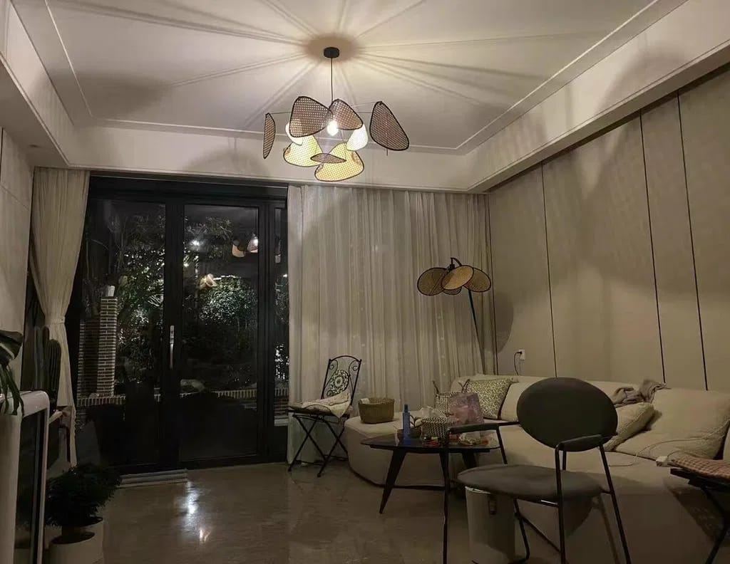Customer photo review of Handwoven Rattan Pendant Light