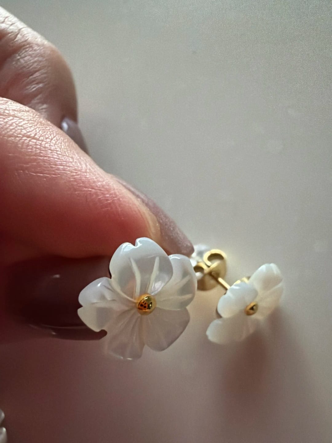 Customer photo review of Shell Petal Earrings