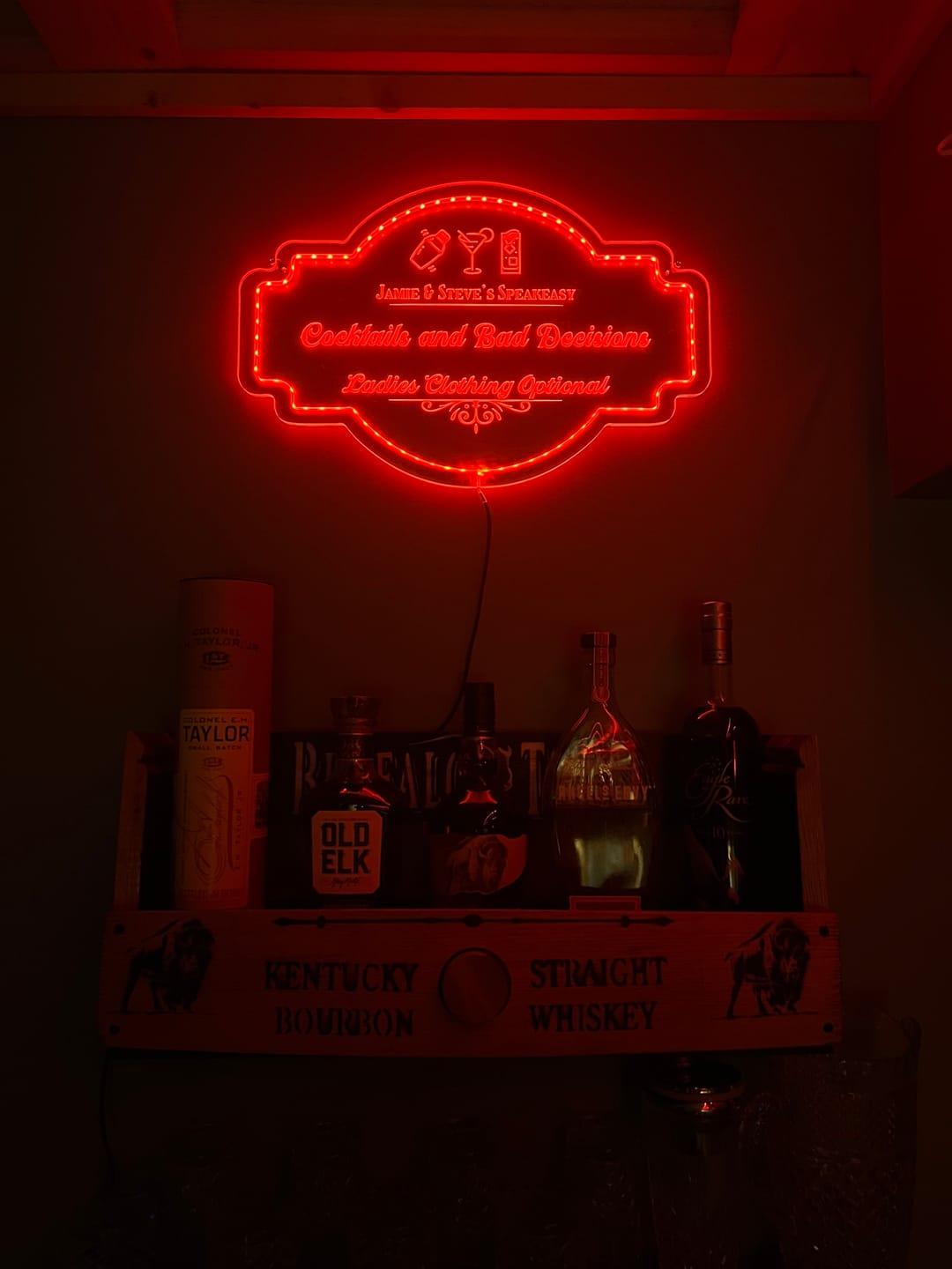 Customer photo review of Personalized LED Color Changing Acrylic Liquid Lounge Sign