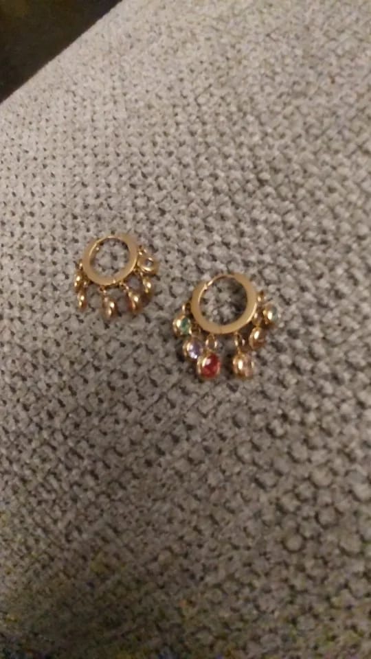 Customer photo review of Multi-Stone Charm Hoops