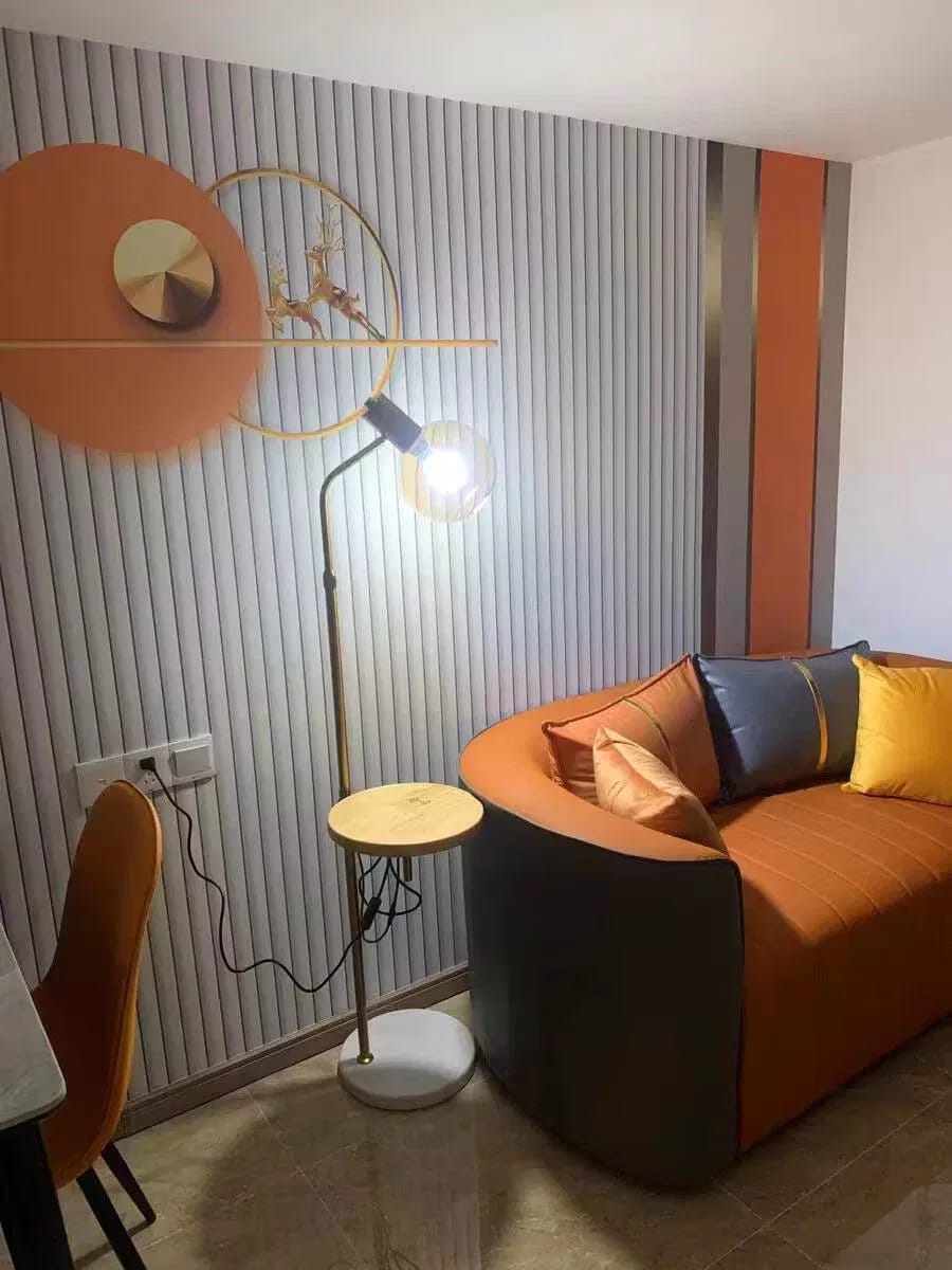 Customer photo review of Floor Lamp with Side Table and Marble Base