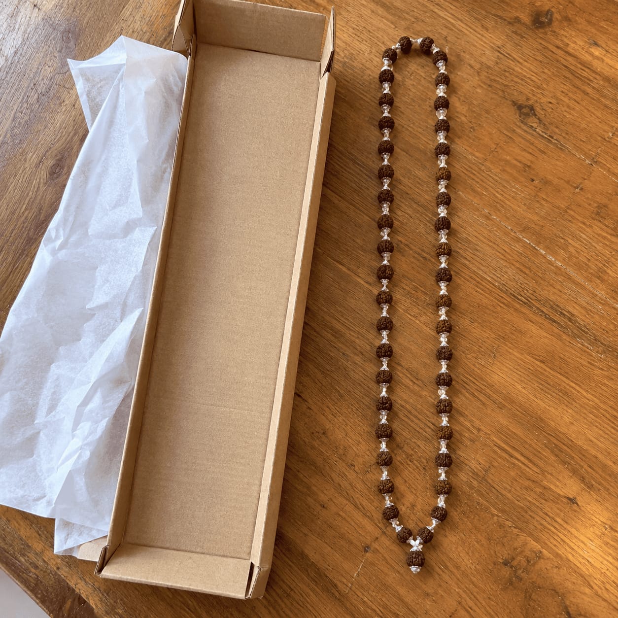 Customer photo review of Rudraksha Silver Mala