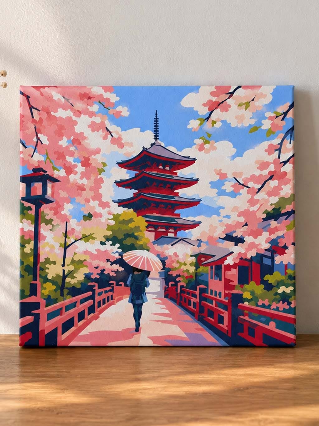 Customer photo review of Mini Peinture par Numéros 20x20cm avec cadre Kyoto en fleurs